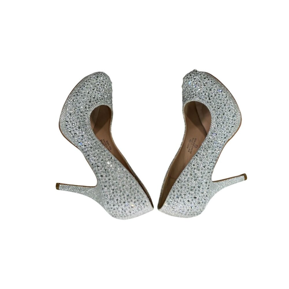 De Blossom Collection Womens Silver Glitter High Heels Size 7.5 - Picture 8 of 9